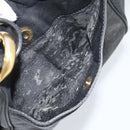 LOEWE Anagram Hand Bag Leather Black Gold Auth 183979-22
