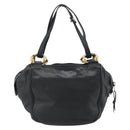 LOEWE Anagram Hand Bag Leather Black Gold Auth 183979-2