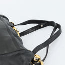 LOEWE Anagram Hand Bag Leather Black Gold Auth 183979-14
