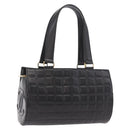 CHANEL Choco Bar Handtas Lamsleer Zwart Goud CC Auth 183982V-1