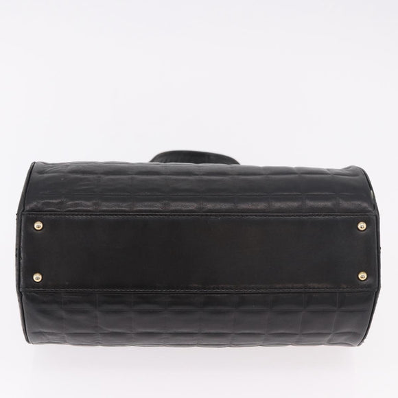 CHANEL Choco Bar Handtas Lamsleer Zwart Goud CC Auth 183982V