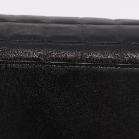 CHANEL Choco Bar Handtas Lamsleer Zwart Goud CC Auth 183982V