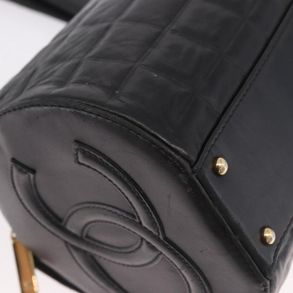 CHANEL Choco Bar Handtas Lamsleer Zwart Goud CC Auth 183982V