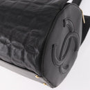 CHANEL Choco Bar Handtas Lamsleer Zwart Goud CC Auth 183982V-15