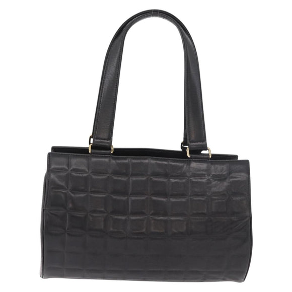 CHANEL Choco Bar Handtas Lamsleer Zwart Goud CC Auth 183982V