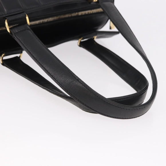 CHANEL Choco Bar Handtas Lamsleer Zwart Goud CC Auth 183982V