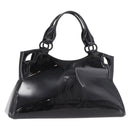 CARTIER Marcello Hand Bag Patent Leather Black Silver Auth 183983A-1