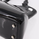 CARTIER Marcello Hand Bag Patent Leather Black Silver Auth 183983A-14