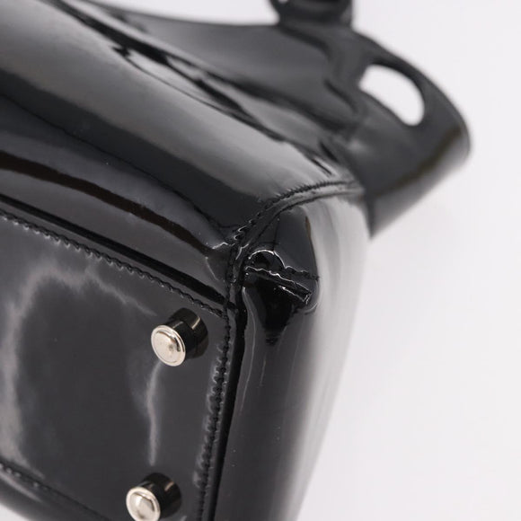 CARTIER Marcello Hand Bag Patent Leather Black Silver Auth 183983A