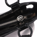 CARTIER Marcello Hand Bag Patent Leather Black Silver Auth 183983A-10