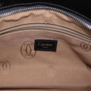 CARTIER Marcello Hand Bag Patent Leather Black Silver Auth 183983A-18