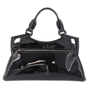 CARTIER Marcello Hand Bag Patent Leather Black Silver Auth 183983A-2