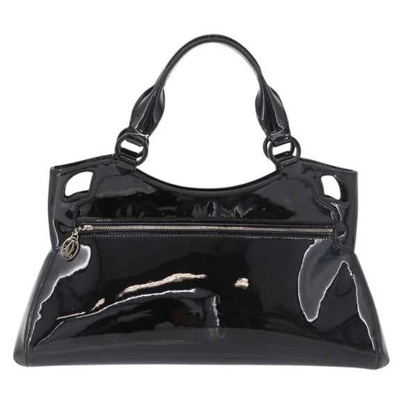CARTIER Marcello Hand Bag Patent Leather Black Silver Auth 183983A