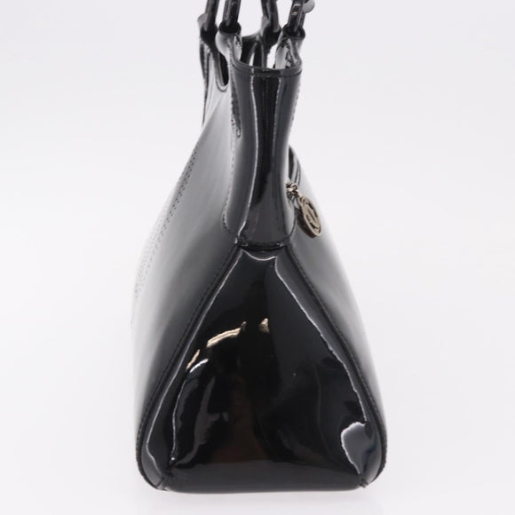 CARTIER Marcello Hand Bag Patent Leather Black Silver Auth 183983A