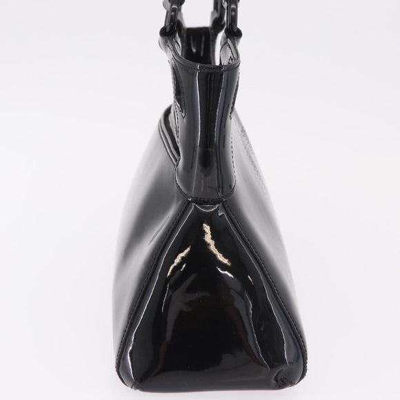CARTIER Marcello Hand Bag Patent Leather Black Silver Auth 183983A