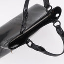 CARTIER Marcello Hand Bag Patent Leather Black Silver Auth 183983A-6