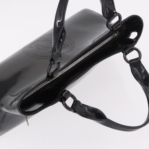 CARTIER Marcello Hand Bag Patent Leather Black Silver Auth 183983A