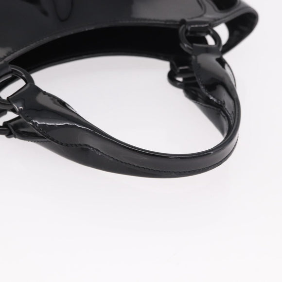 CARTIER Marcello Hand Bag Patent Leather Black Silver Auth 183983A