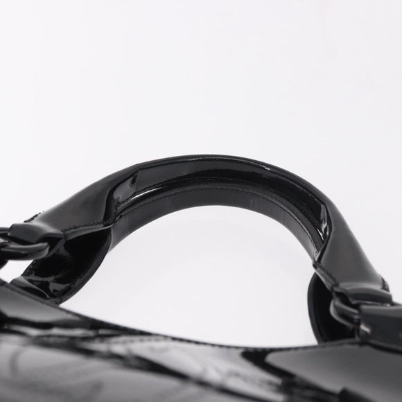 CARTIER Marcello Hand Bag Patent Leather Black Silver Auth 183983A