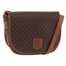 CELINE Macadam Canvas Umhängetasche PVC Leder Braun Gold Auth 183989-1