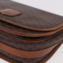 CELINE Macadam Canvas Umhängetasche PVC Leder Braun Gold Auth 183989-11