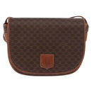 CELINE Macadam Canvas Umhängetasche PVC Leder Braun Gold Auth 183989-2