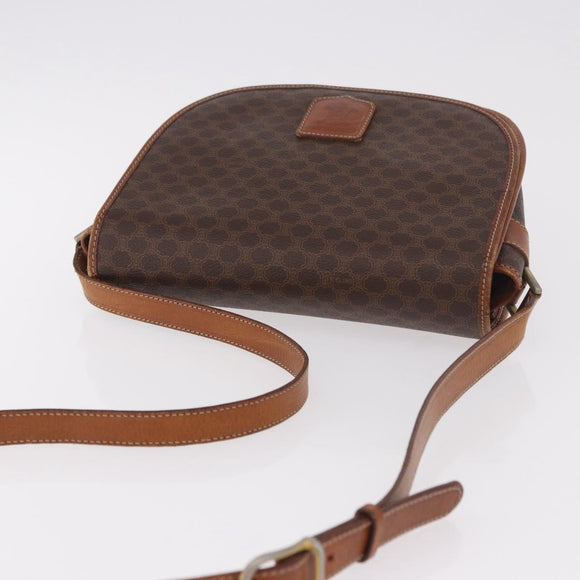 CELINE Macadam Canvas Umhängetasche PVC Leder Braun Gold Auth 183989