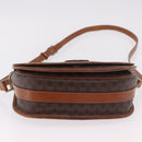 CELINE Macadam Canvas Umhängetasche PVC Leder Braun Gold Auth 183989-9