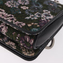 Miu Miu Chain Shoulder Bag Canvas Green Silver Auth 183990M-15