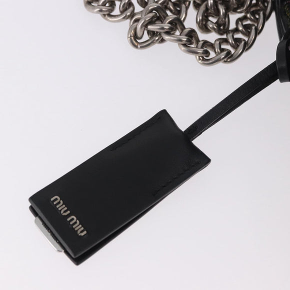 Miu Miu Chain Shoulder Bag Canvas Green Silver Auth 183990M