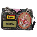 Miu Miu Chain Shoulder Bag Canvas Green Silver Auth 183990M-2