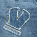 CHANEL Pants Denim Blue CC Auth 183991V-10
