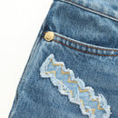 CHANEL Pants Denim Blue CC Auth 183991V-11