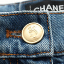 CHANEL Pants Denim Blue CC Auth 183991V-12