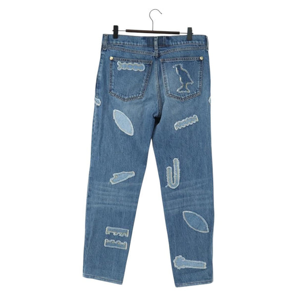 CHANEL Pants Denim Blue CC Auth 183991V