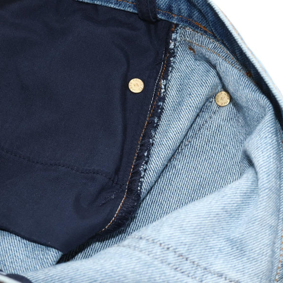 CHANEL Pants Denim Blue CC Auth 183991V