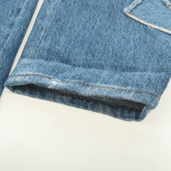CHANEL Pants Denim Blue CC Auth 183991V