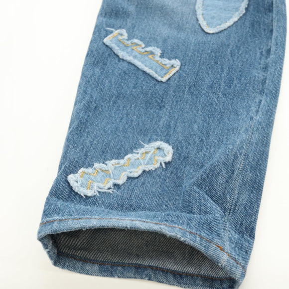 CHANEL Pants Denim Blue CC Auth 183991V
