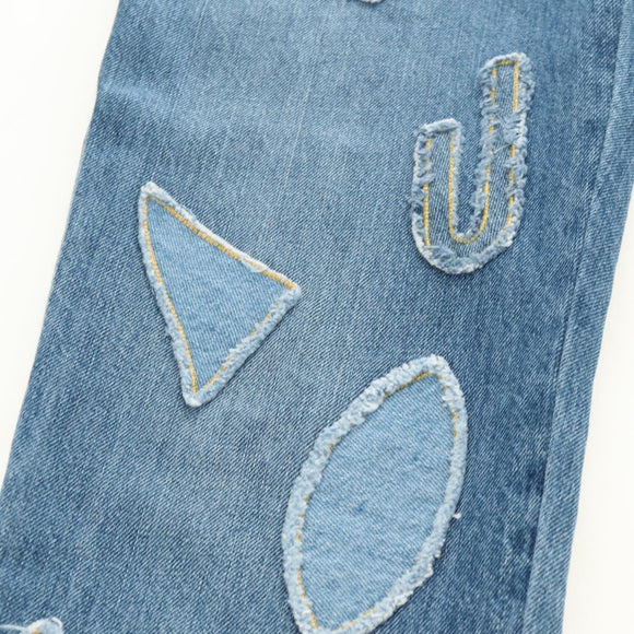 CHANEL Pants Denim Blue CC Auth 183991V
