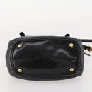 PRADA Hand Bag Leather 2way Black Gold Auth 183993-5