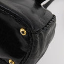 PRADA Hand Bag Leather 2way Black Gold Auth 183993-16