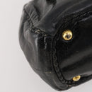 PRADA Hand Bag Leather 2way Black Gold Auth 183993-17