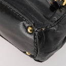 PRADA Hand Bag Leather 2way Black Gold Auth 183993-9