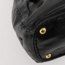 PRADA Hand Bag Leather 2way Black Gold Auth 183993-18