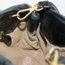 PRADA Hand Bag Leather 2way Black Gold Auth 183993-20