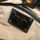 PRADA Hand Bag Leather 2way Black Gold Auth 183993-22