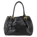PRADA Hand Bag Leather 2way Black Gold Auth 183993-2