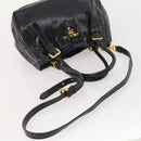 PRADA Hand Bag Leather 2way Black Gold Auth 183993-7