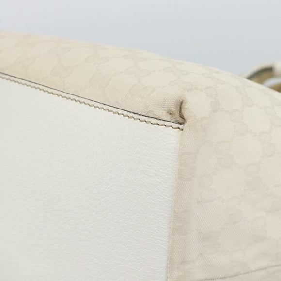 GUCCI GG Canvas Sherry Line Hand Bag White Gold 131230 Auth 183994