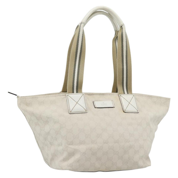 GUCCI GG Canvas Sherry Line Hand Bag White Gold 131230 Auth 183994